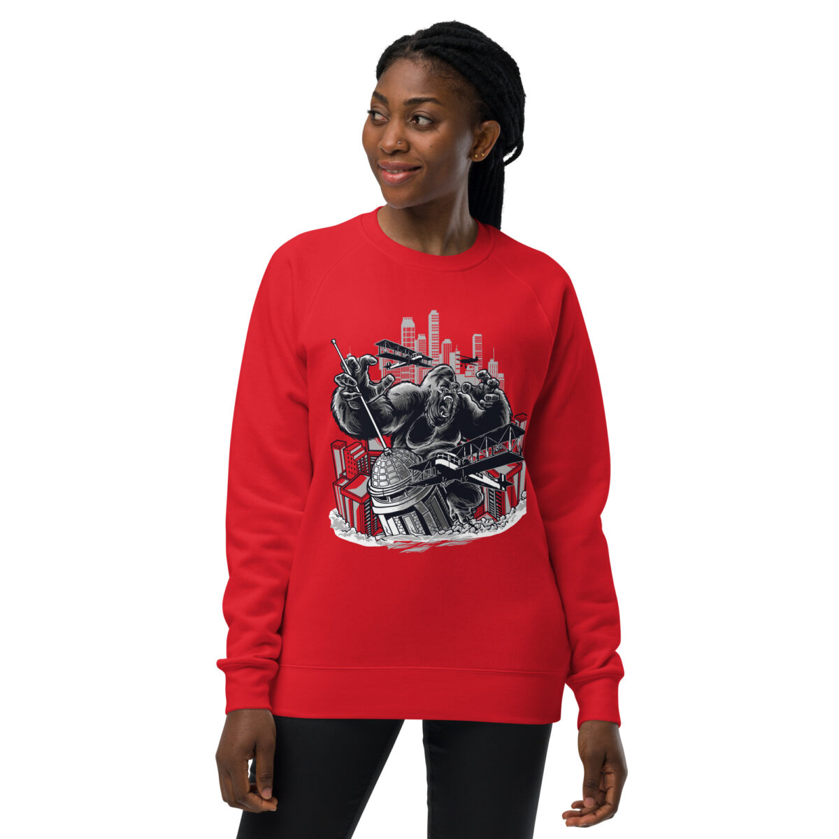 unisex raglan sweatshirt red front 644677d09826c