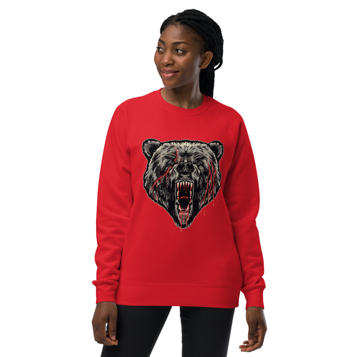 unisex raglan sweatshirt red front 64469a7e7ce49