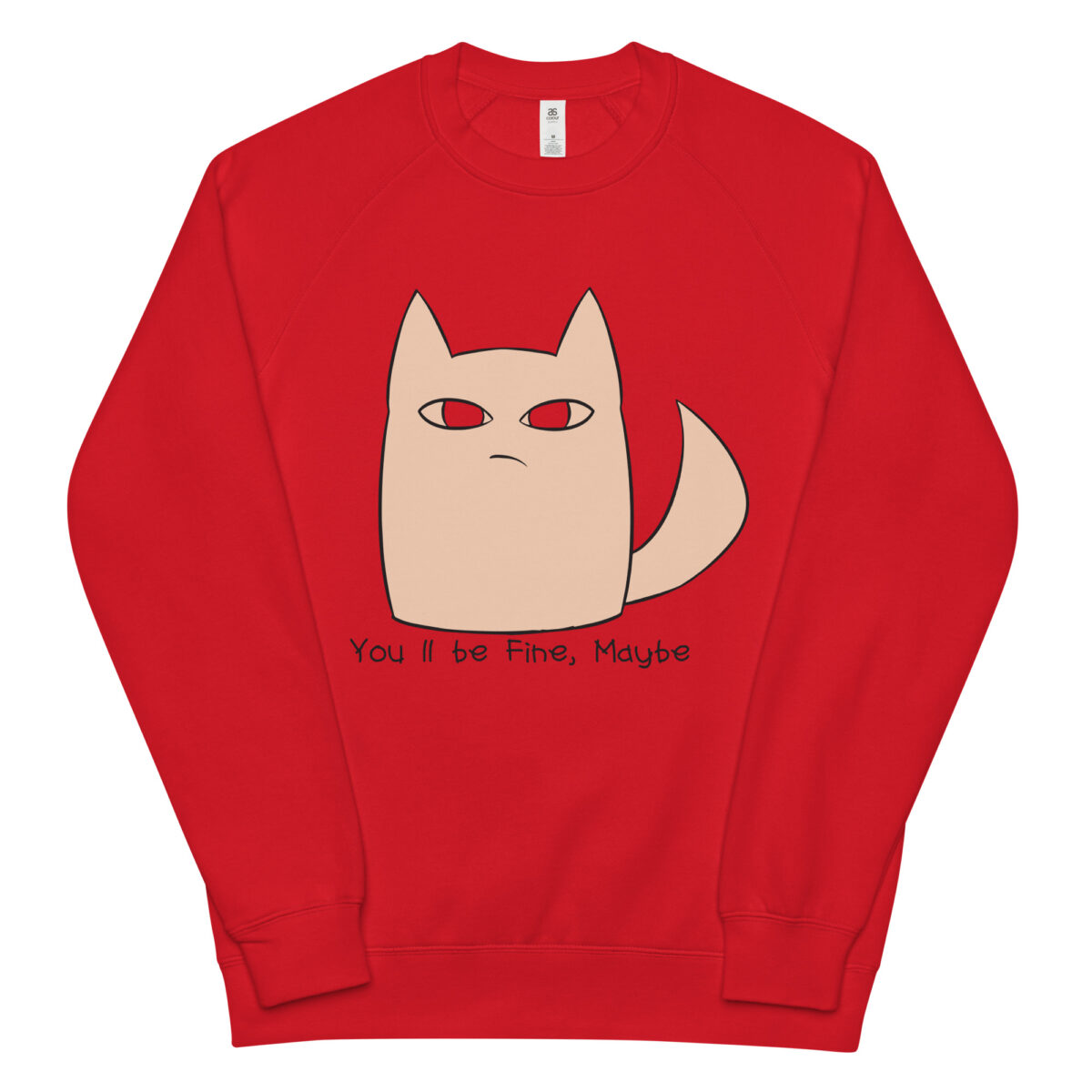 unisex raglan sweatshirt red front 6446cf2303c22