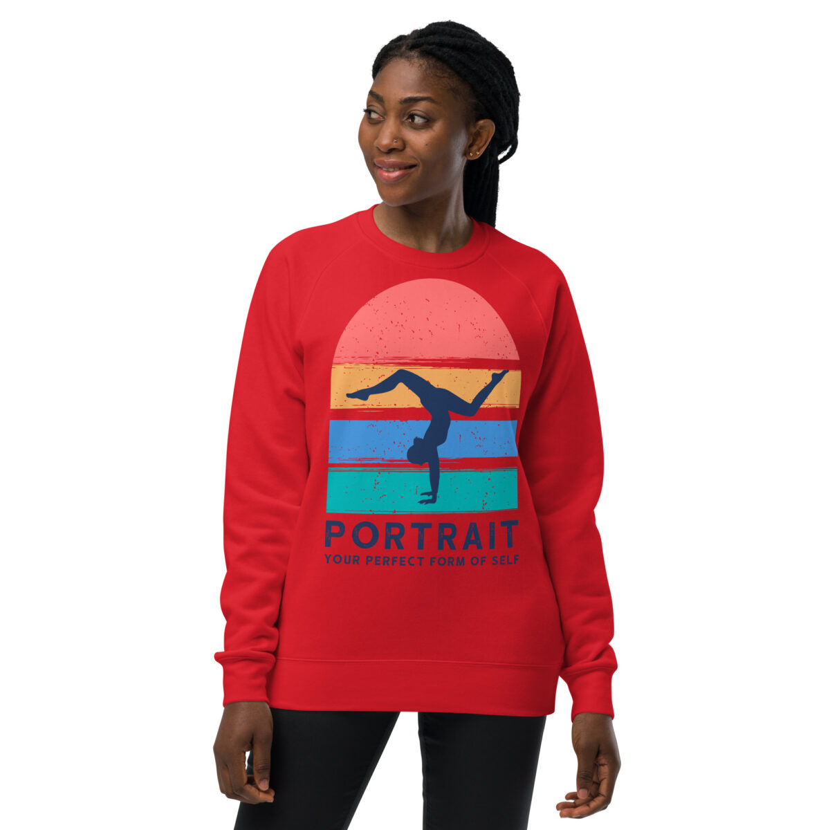 unisex raglan sweatshirt red front 644807152fe82