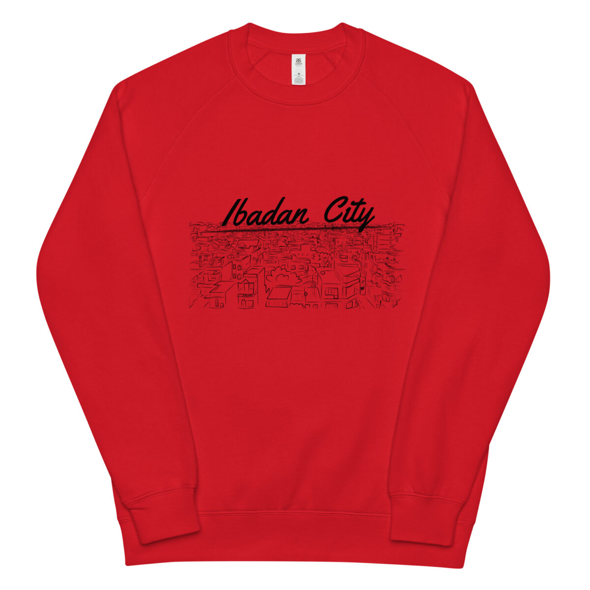 unisex raglan sweatshirt red front 6449285e0982d