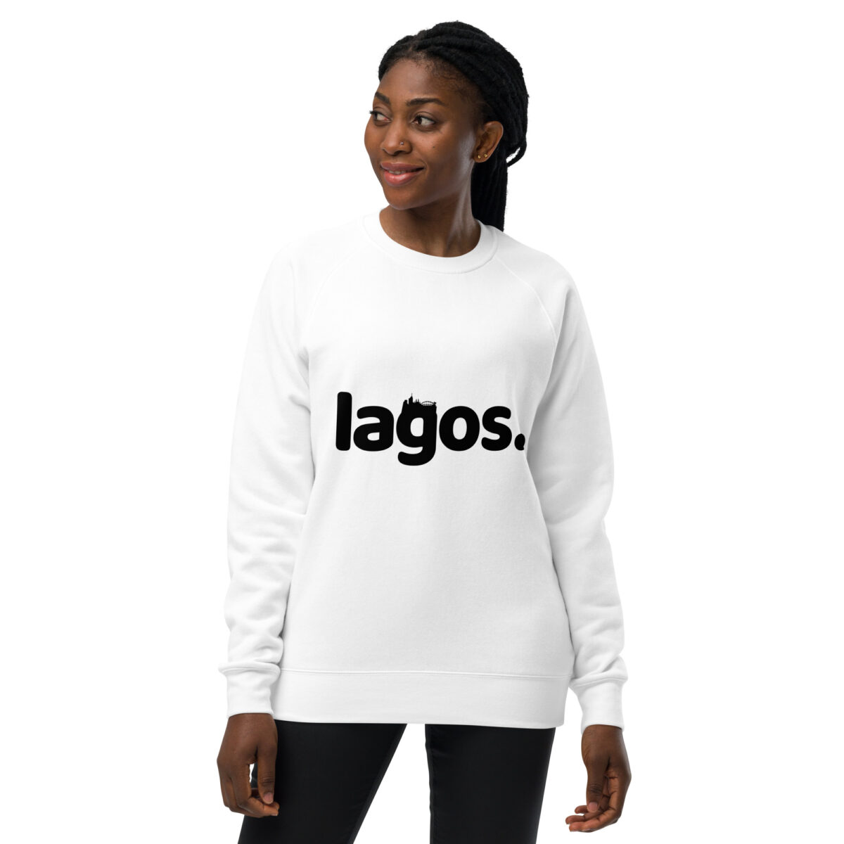 unisex raglan sweatshirt white front 643eac4e04946