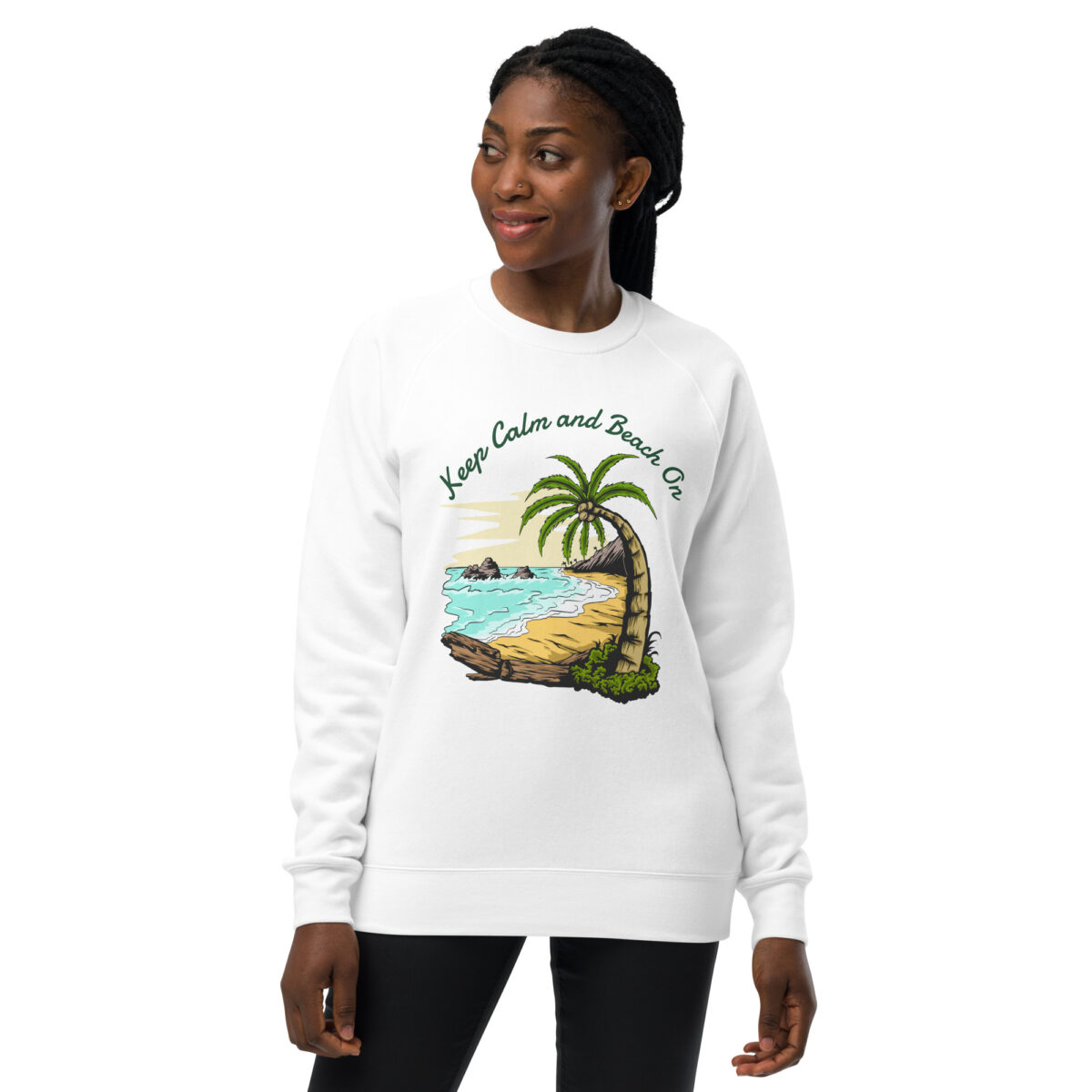 unisex raglan sweatshirt white front 643fbe51557b8