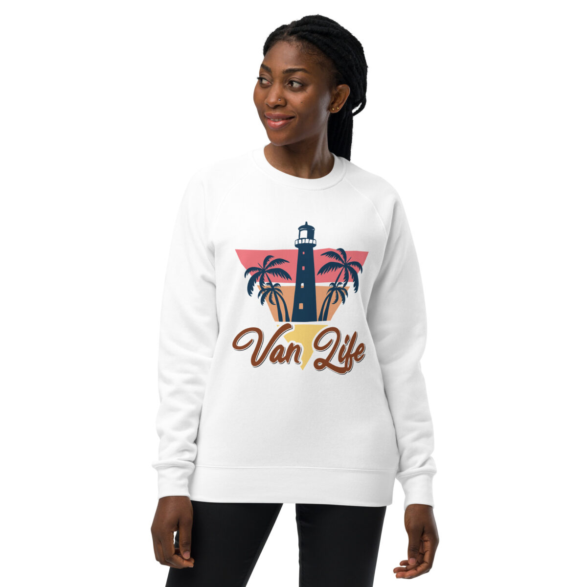 unisex raglan sweatshirt white front 644006502bb7a