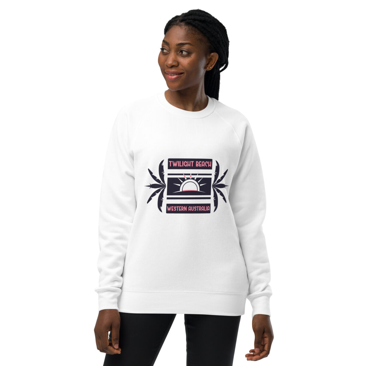 unisex raglan sweatshirt white front 64400bf8e3e77