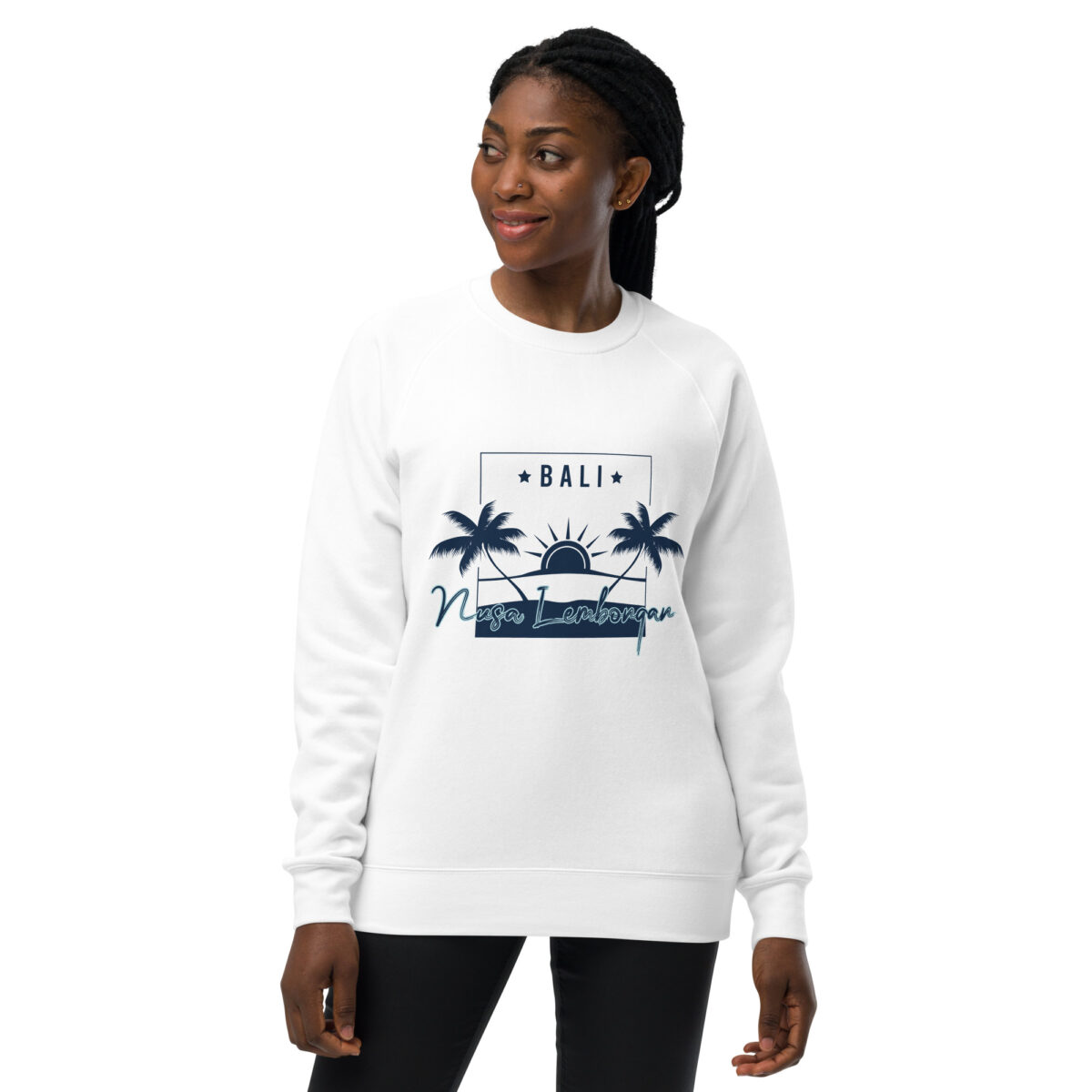 unisex raglan sweatshirt white front 644019e4d9b00