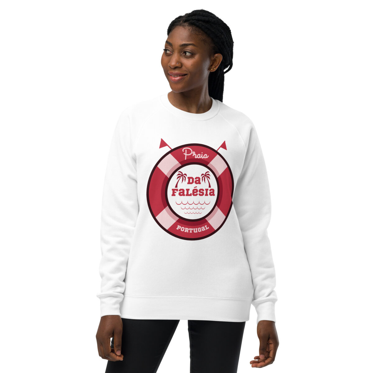 unisex raglan sweatshirt white front 64411f569541f