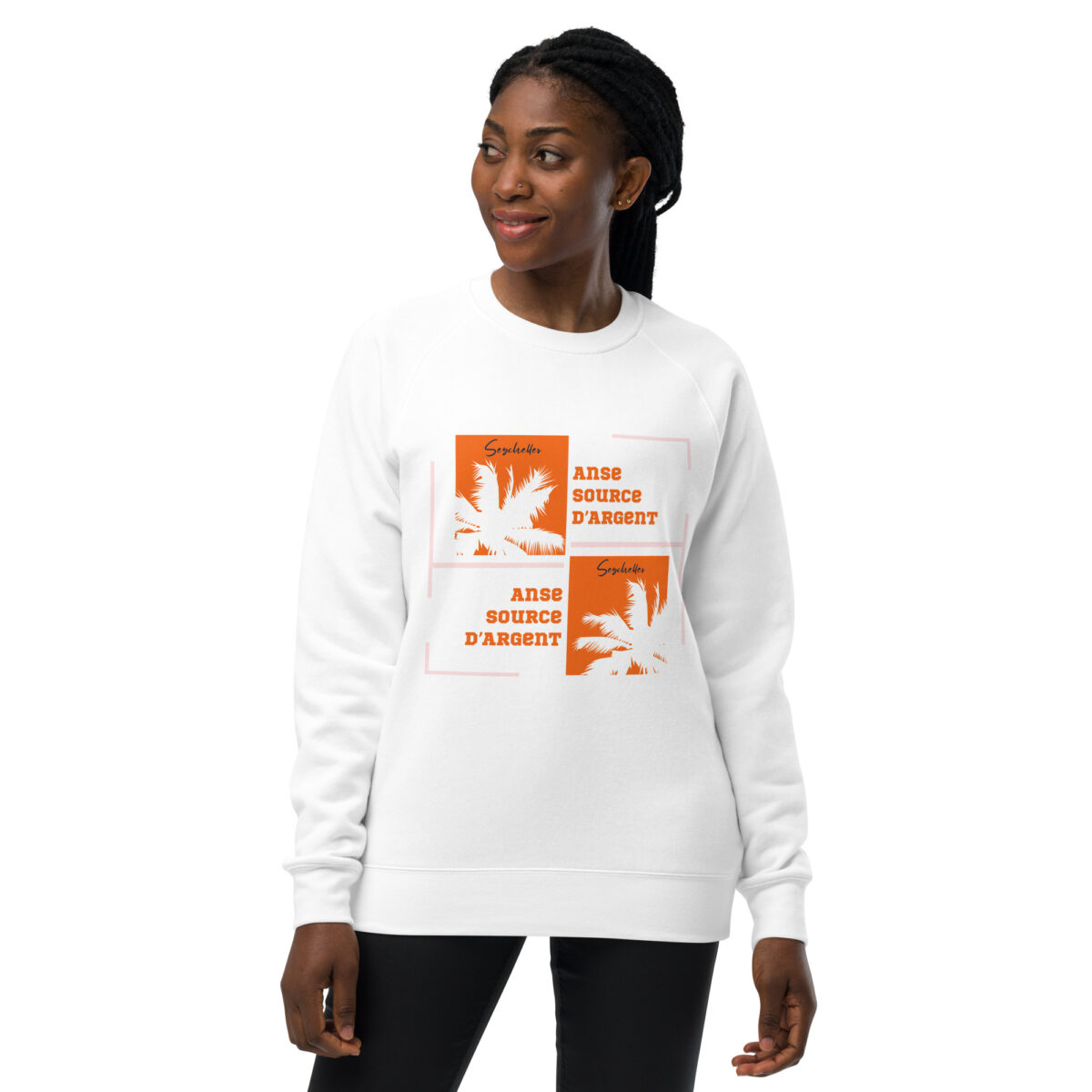 unisex raglan sweatshirt white front 64412505982be