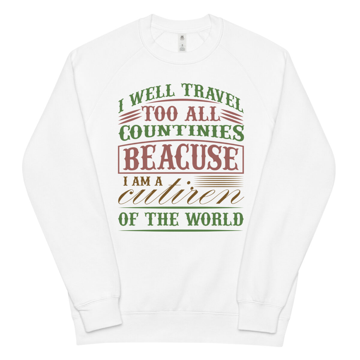 unisex raglan sweatshirt white front 6442670c15853