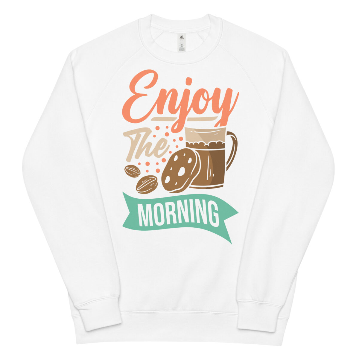 unisex raglan sweatshirt white front 6442b51971519