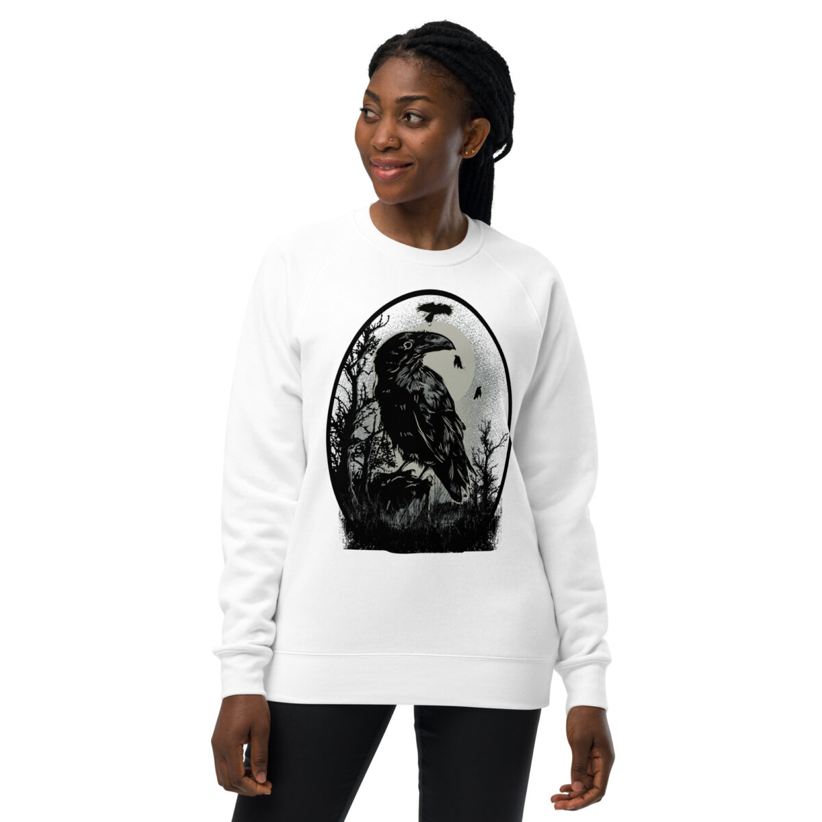 unisex raglan sweatshirt white front 64465a1f3a31b