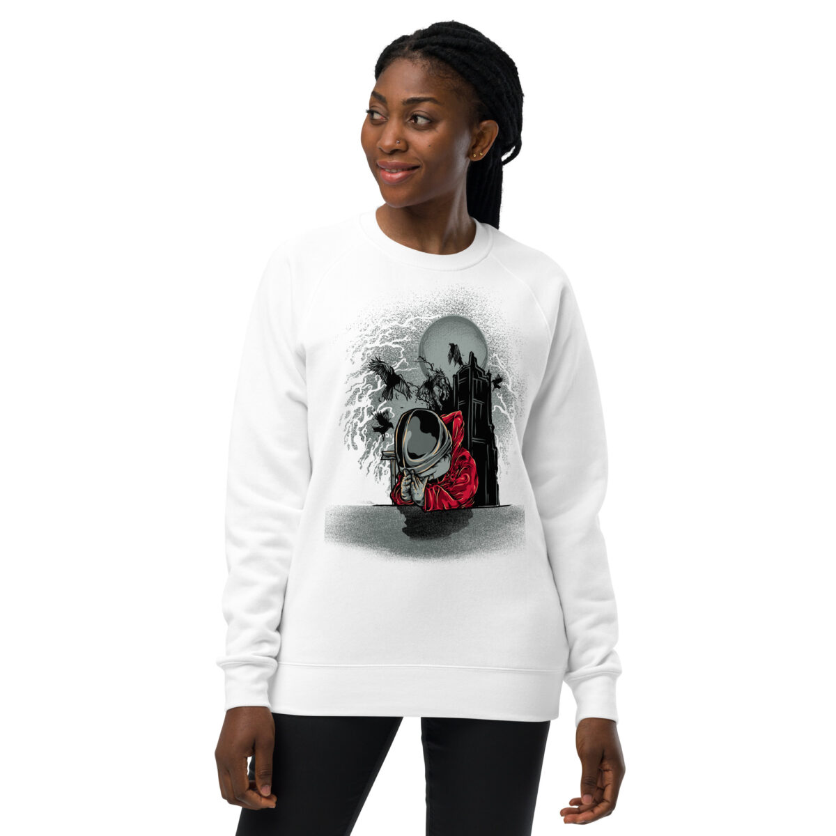 unisex raglan sweatshirt white front 64465b42195f4