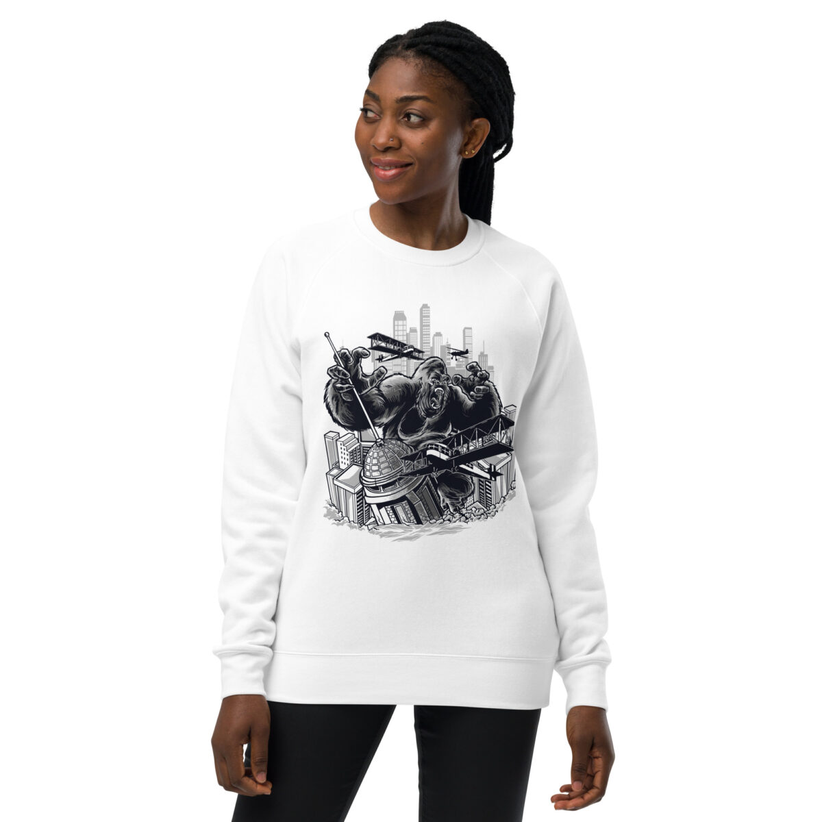 unisex raglan sweatshirt white front 644677d098361