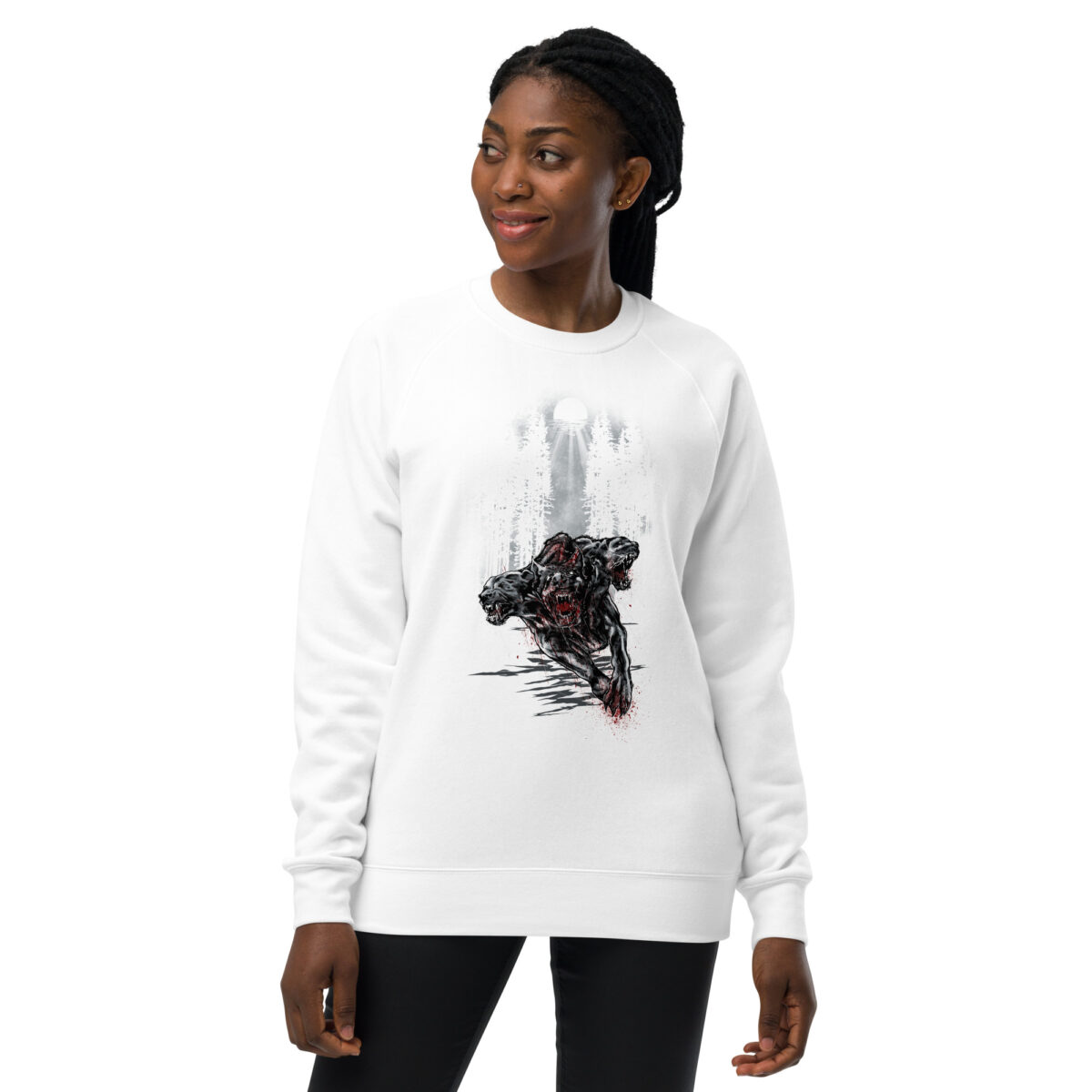 unisex raglan sweatshirt white front 64467e9515be0