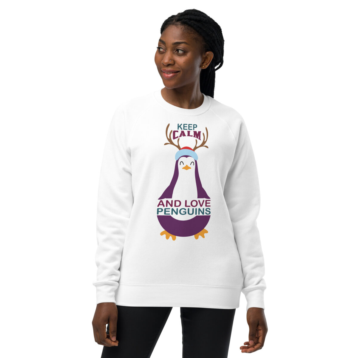 unisex raglan sweatshirt white front 64469bf3cf4c9