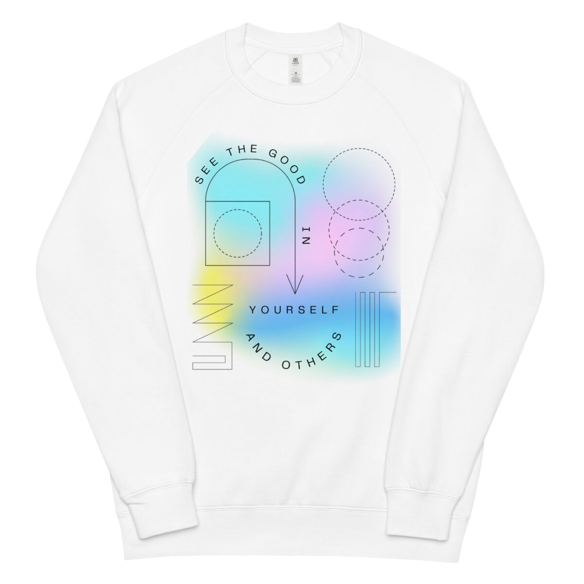 unisex raglan sweatshirt white front 6448f0291f4e7