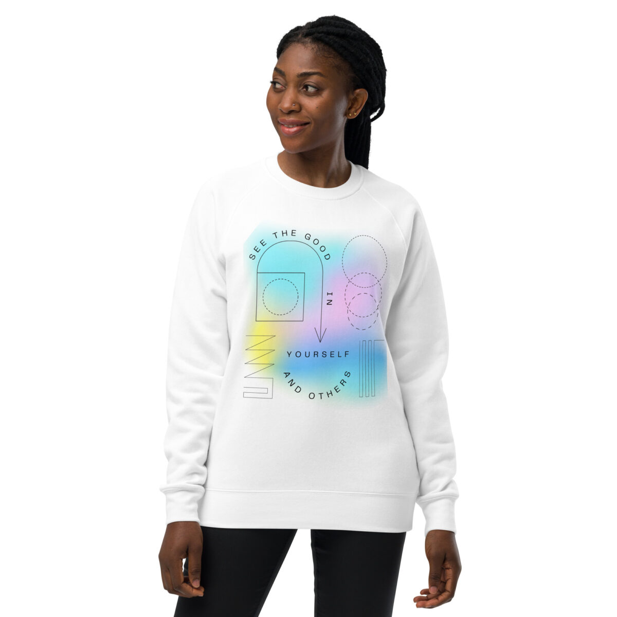 unisex raglan sweatshirt white front 6448f029223d0