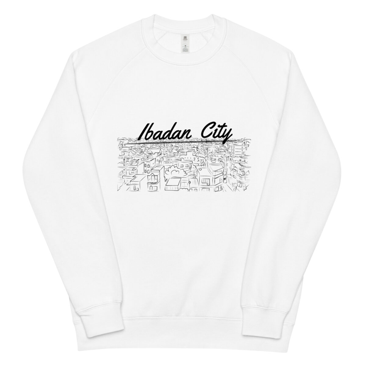 unisex raglan sweatshirt white front 6449285e0b425