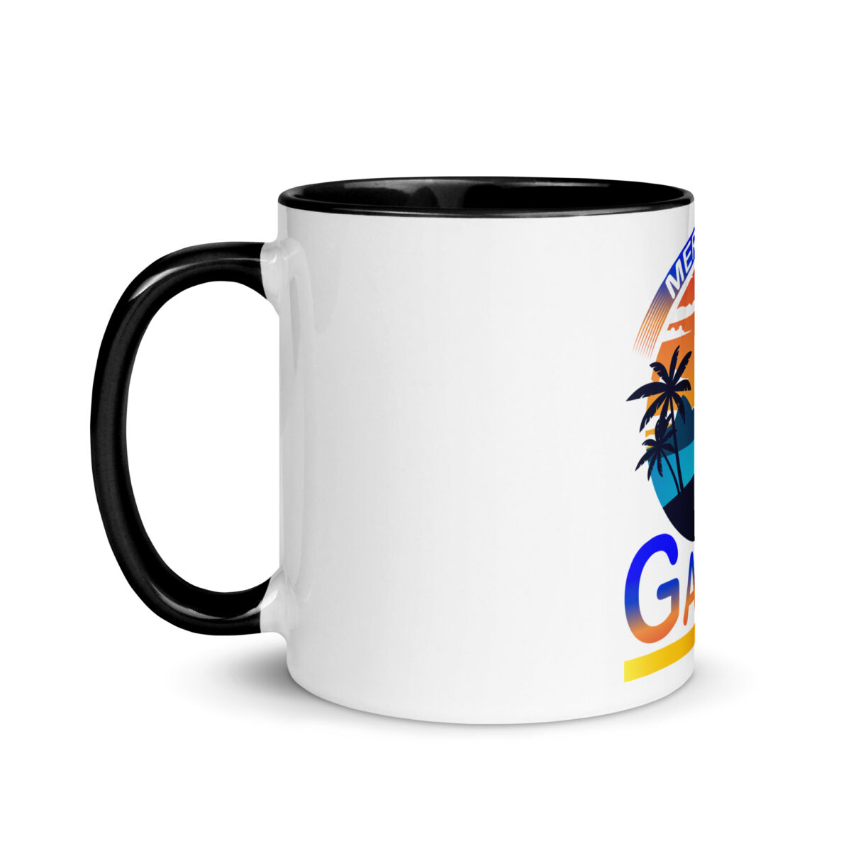 white ceramic mug with color inside black 11oz left 643a825098397