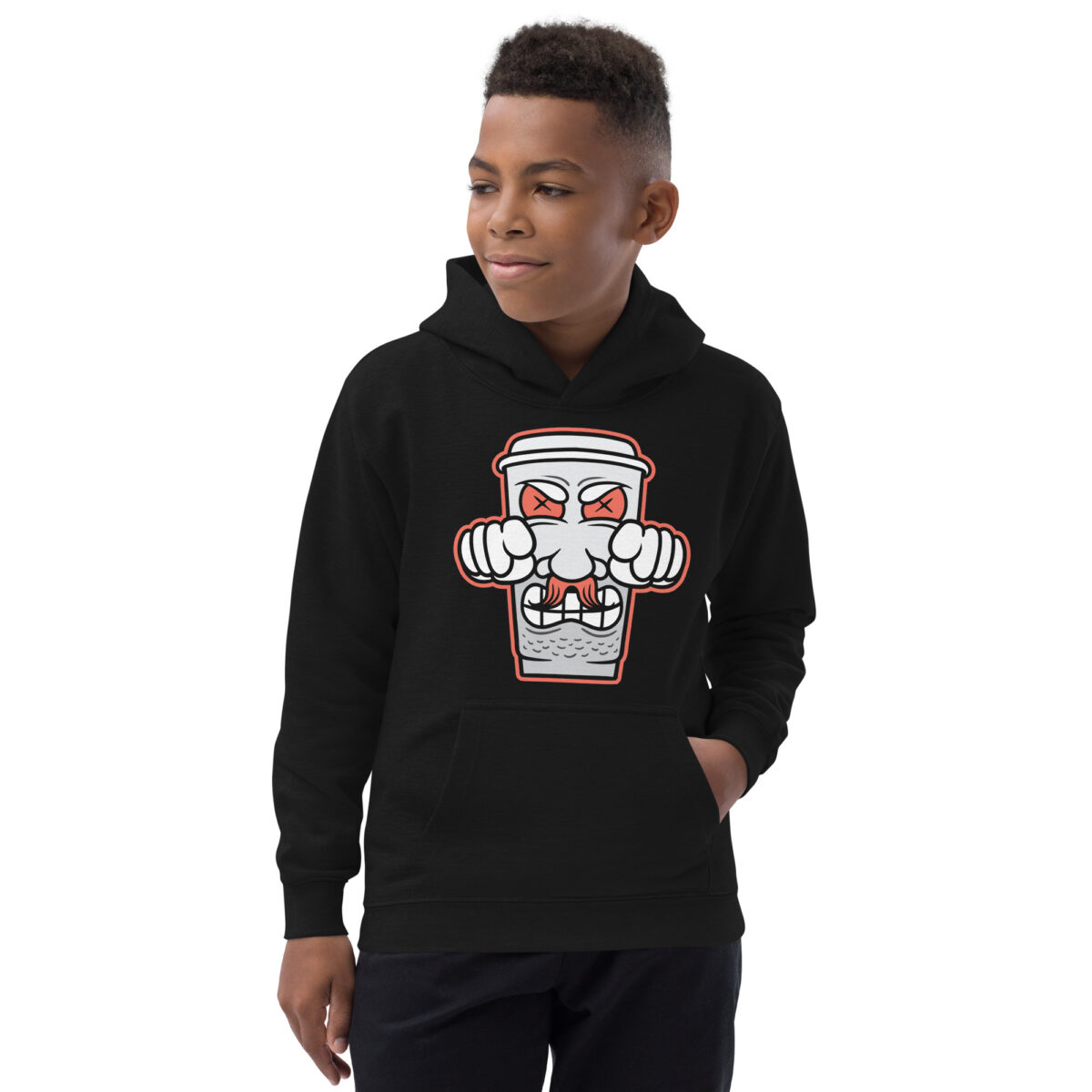 kids hoodie jet black front 6475b6f74394c