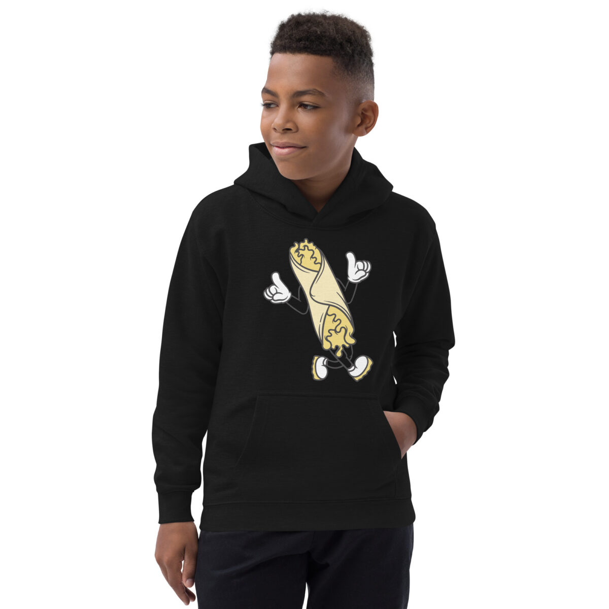 kids hoodie jet black front 6475b7d431ad5