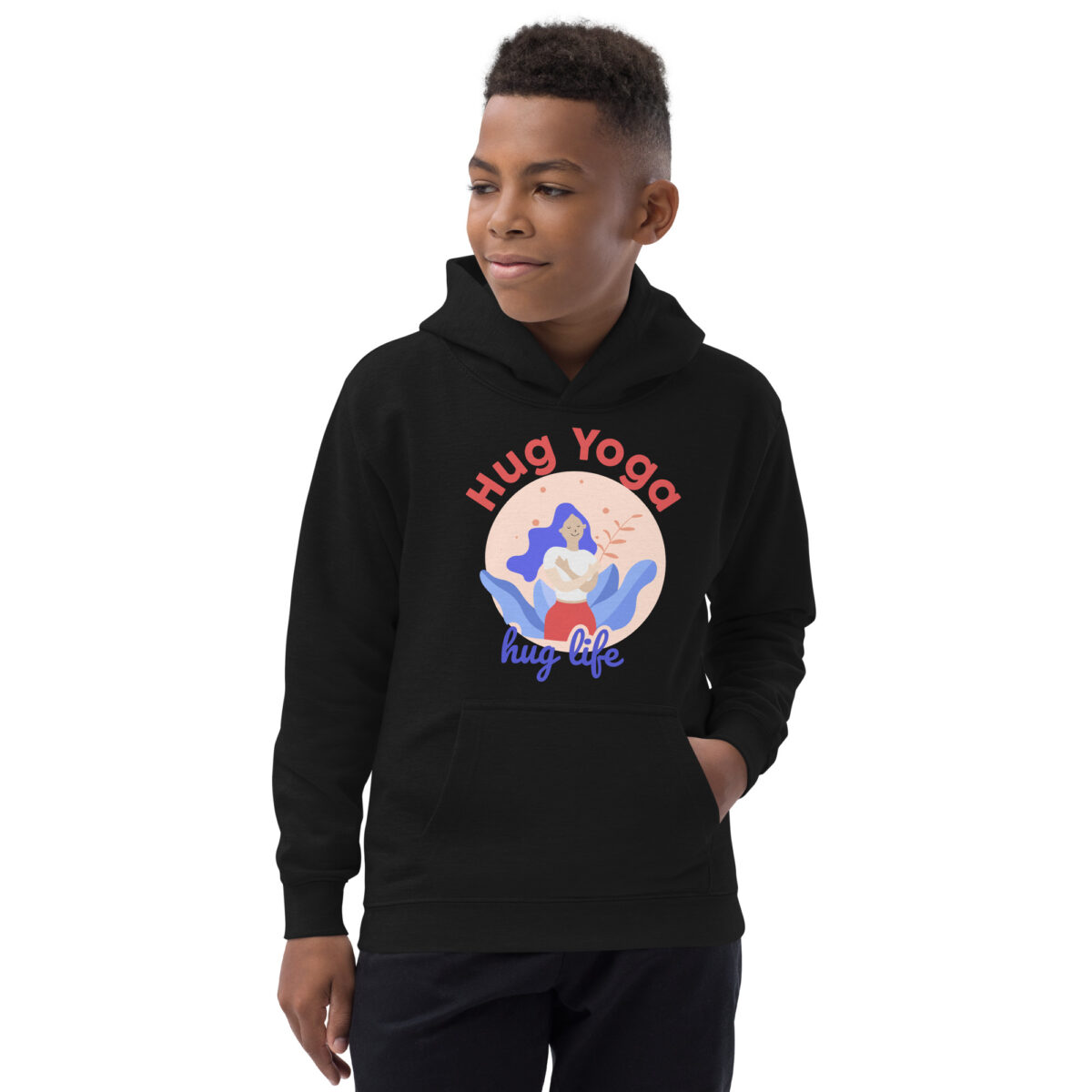 kids hoodie jet black front 647766f48a703