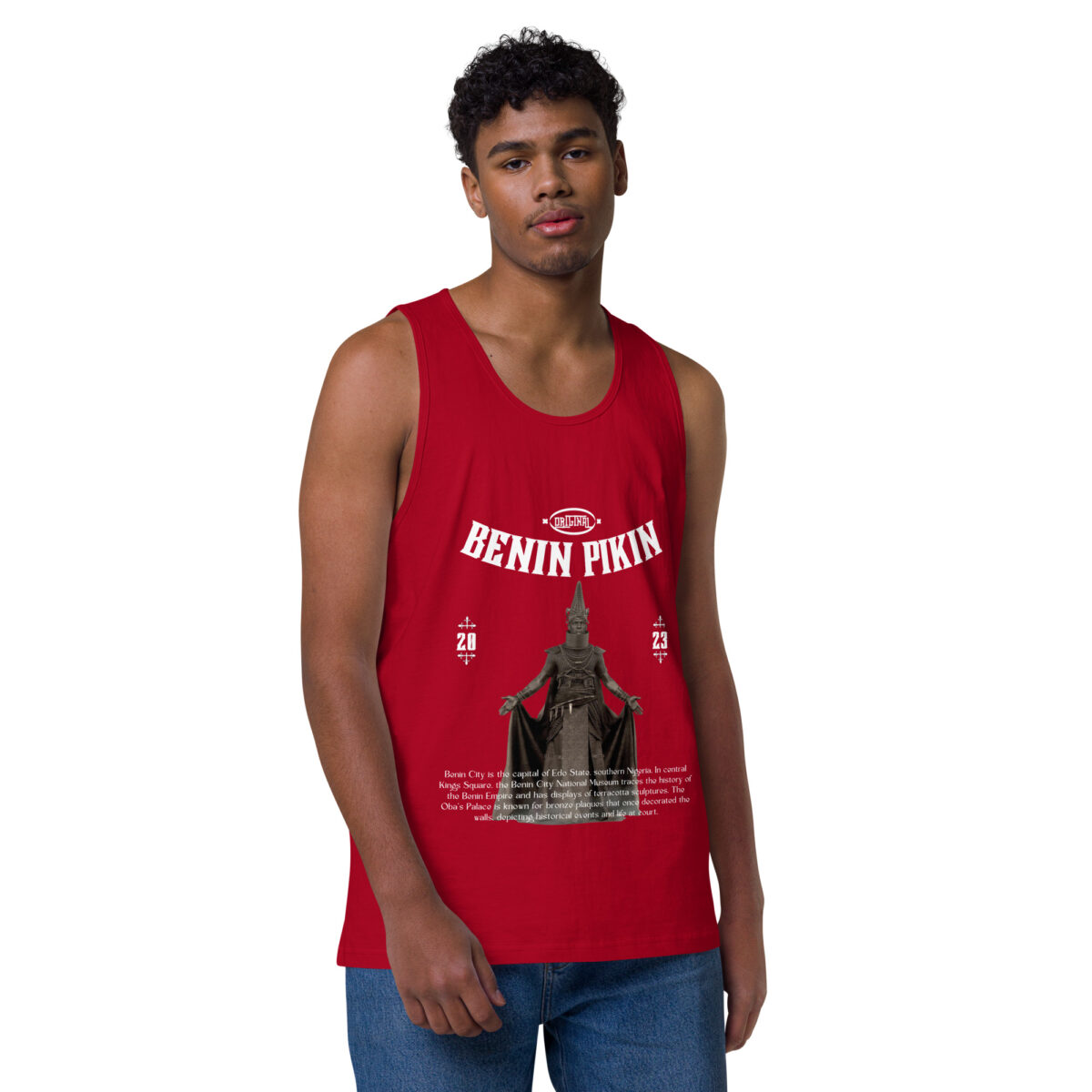 mens premium tank top red front 64550a8735975