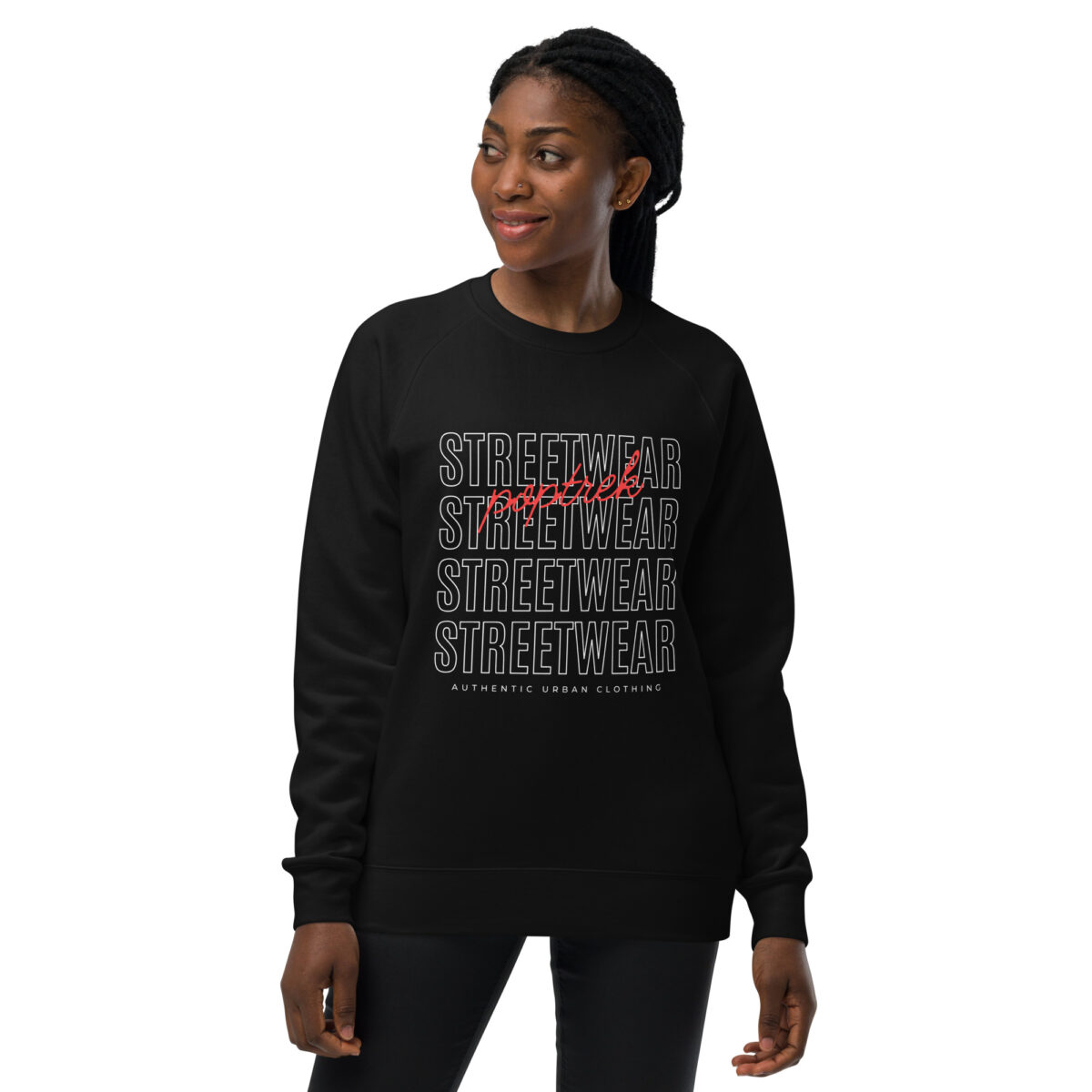 unisex raglan sweatshirt black front 64552d248d390