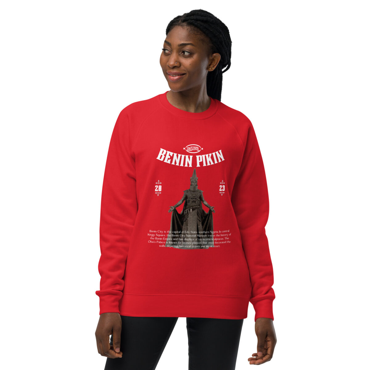 unisex raglan sweatshirt red front 64552ab3db932