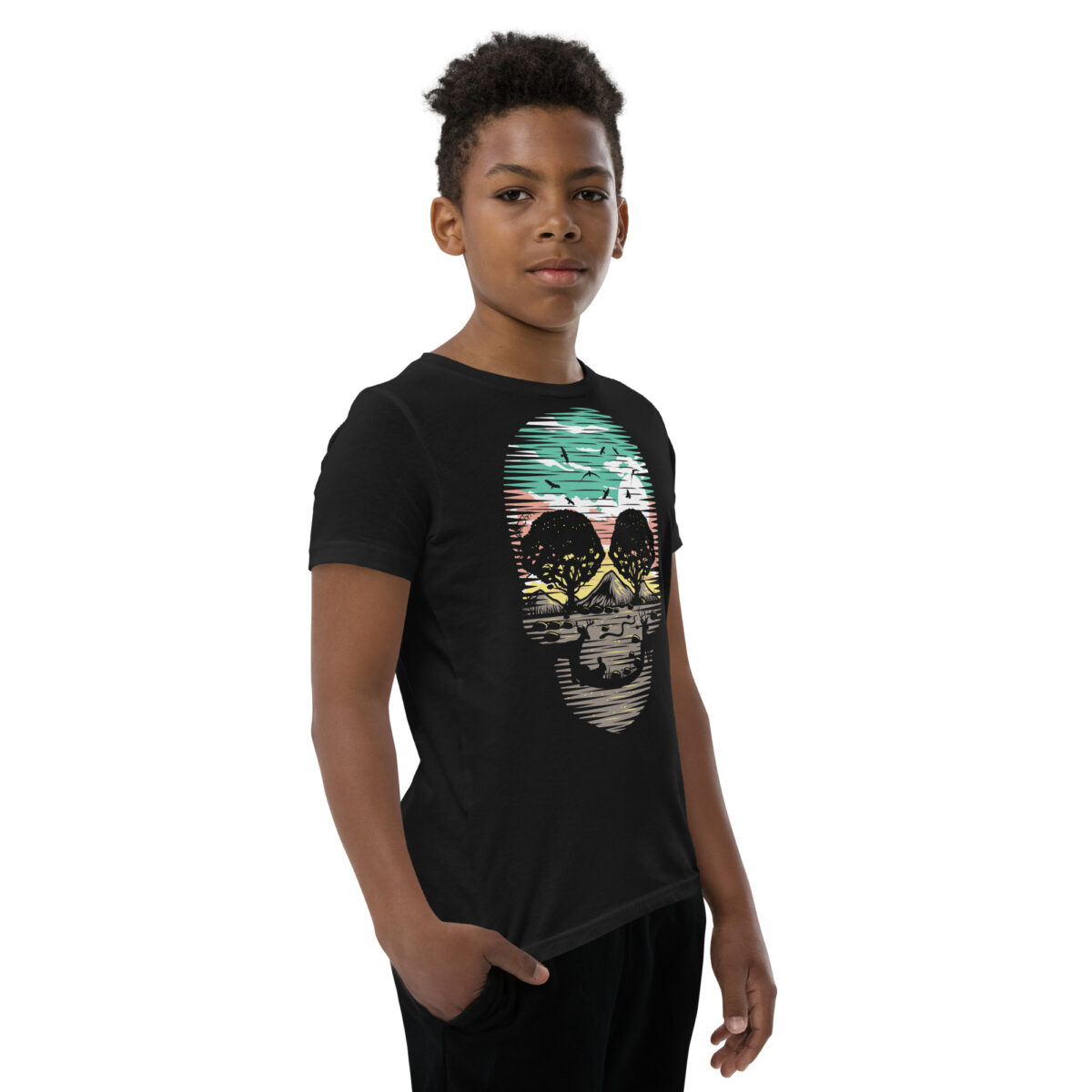 youth staple tee black right front 645e415d388fb