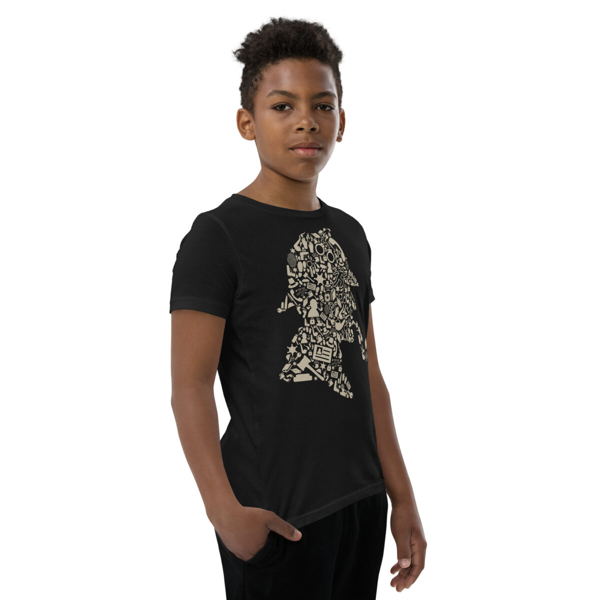 youth staple tee black right front 645e42c8b4298