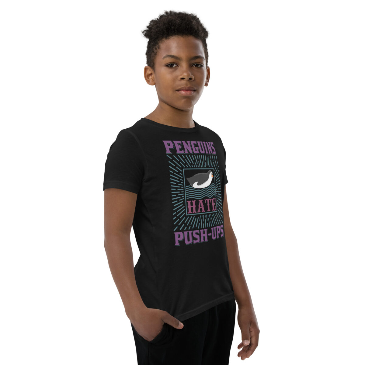 youth staple tee black right front 64675c7a96495