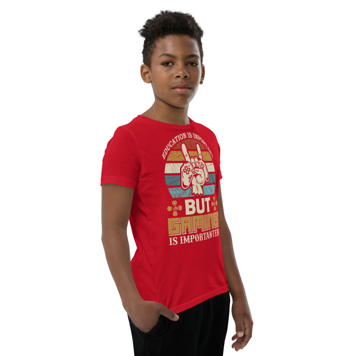 youth staple tee red right front 646226d1adf15