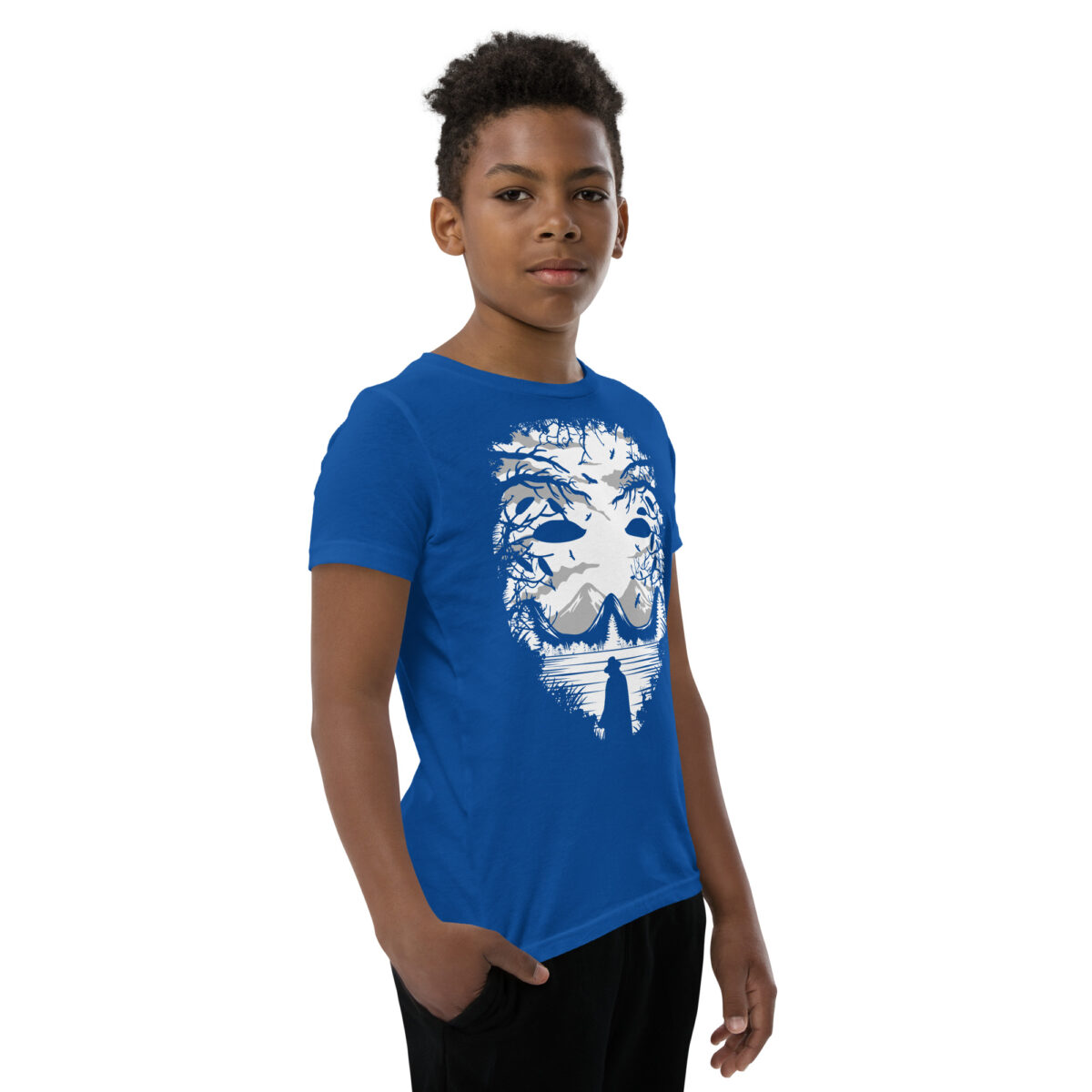 youth staple tee true royal right front 645e329093953