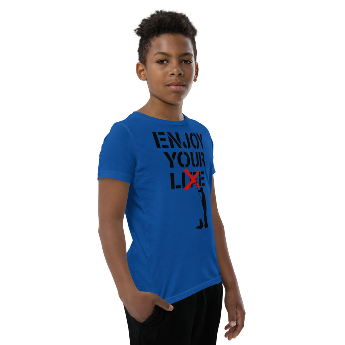 youth staple tee true royal right front 645e6b1737032