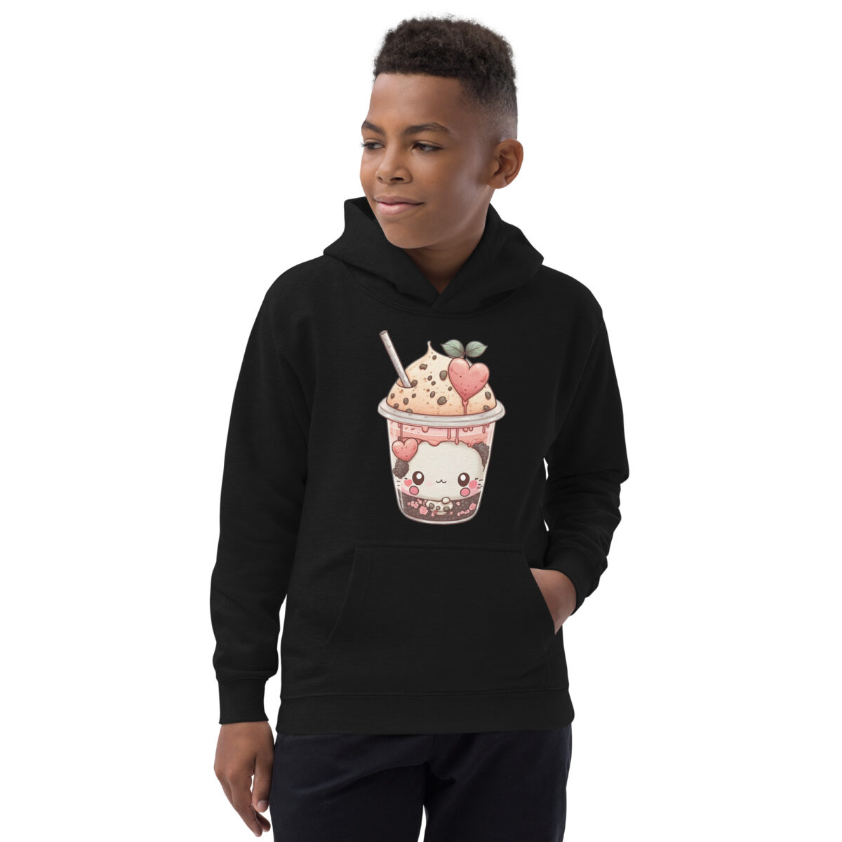 kids hoodie jet black front 6479c2eb61aed