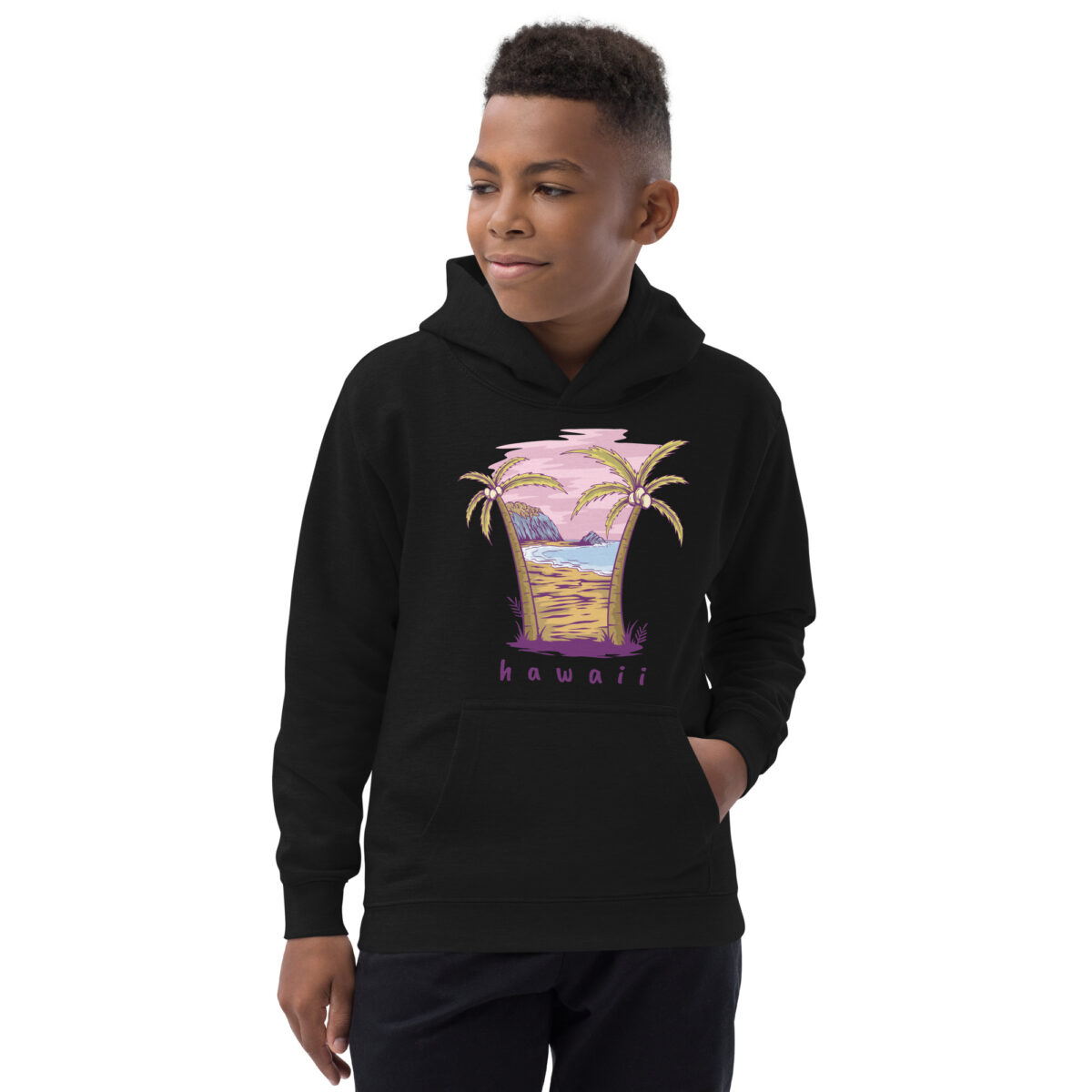 kids hoodie jet black front 647f065f0303f