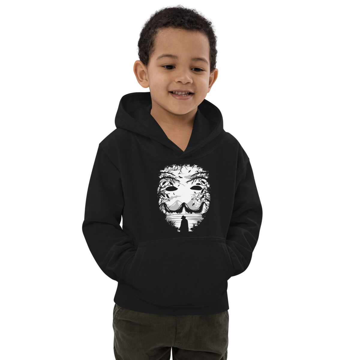 kids hoodie jet black front 647f0f698524e