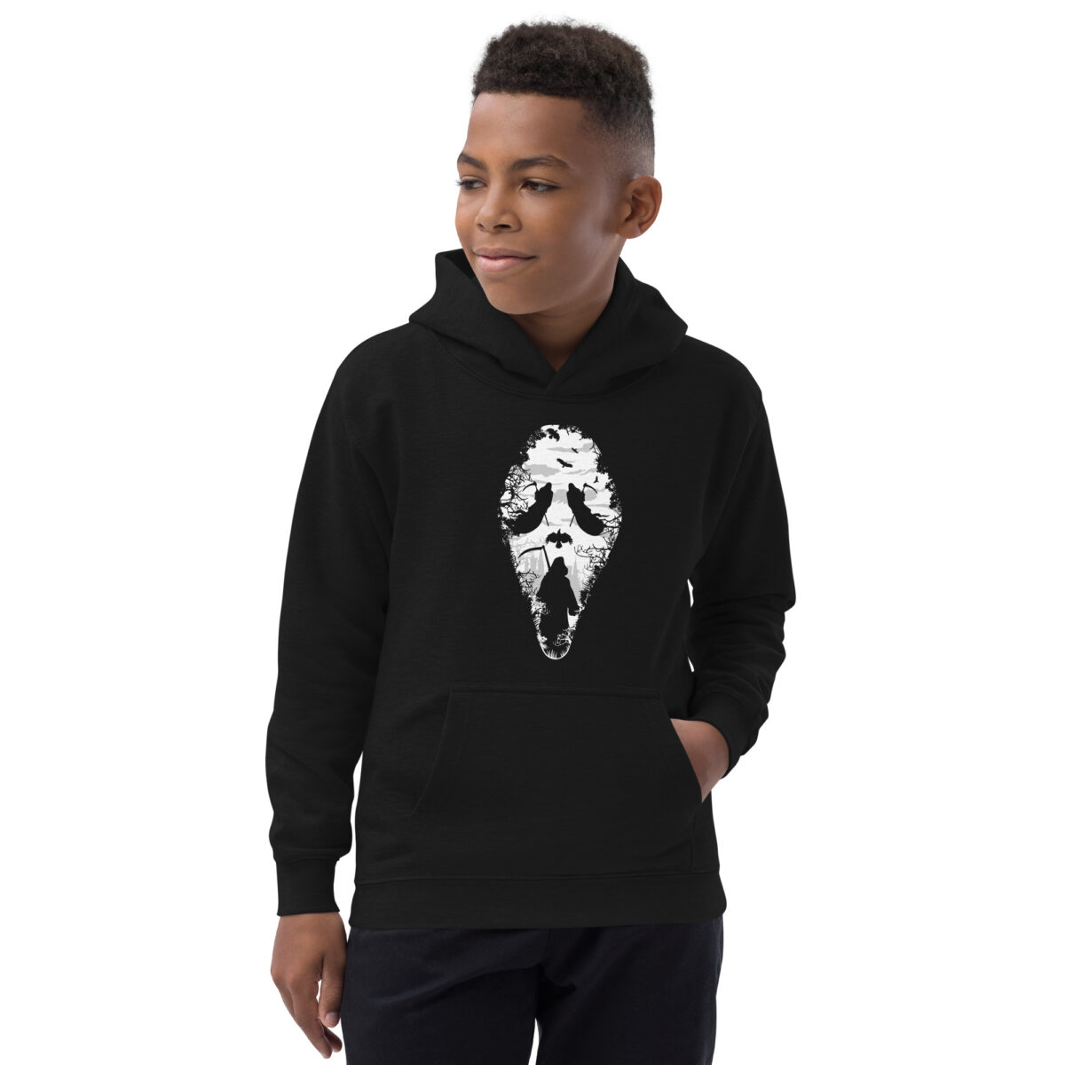 kids hoodie jet black front 647f664798fdc