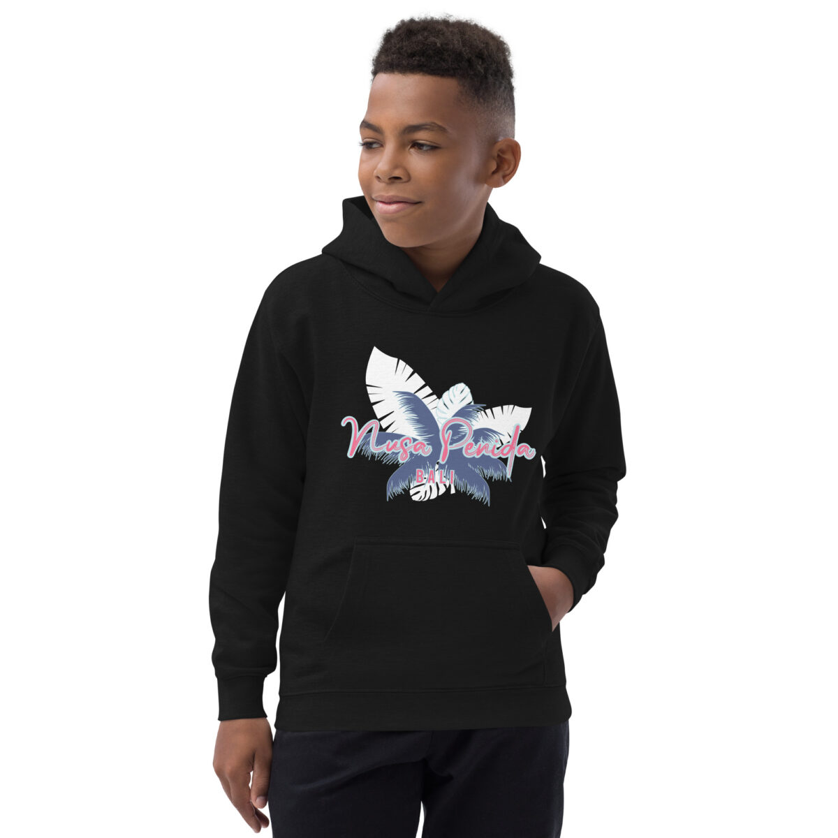 kids hoodie jet black front 64817ff1f0934