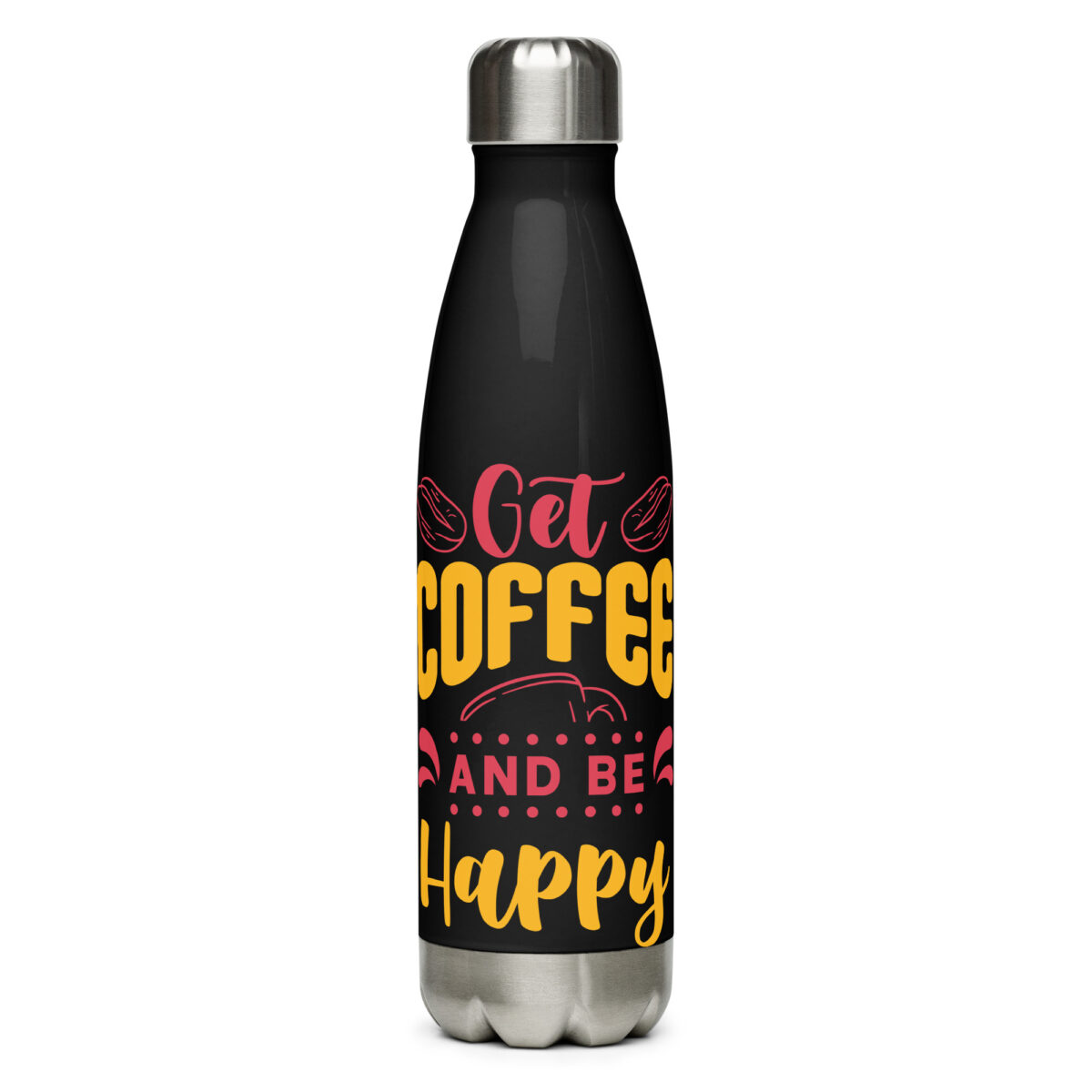 stainless steel water bottle black 17oz front 6499894826ebe