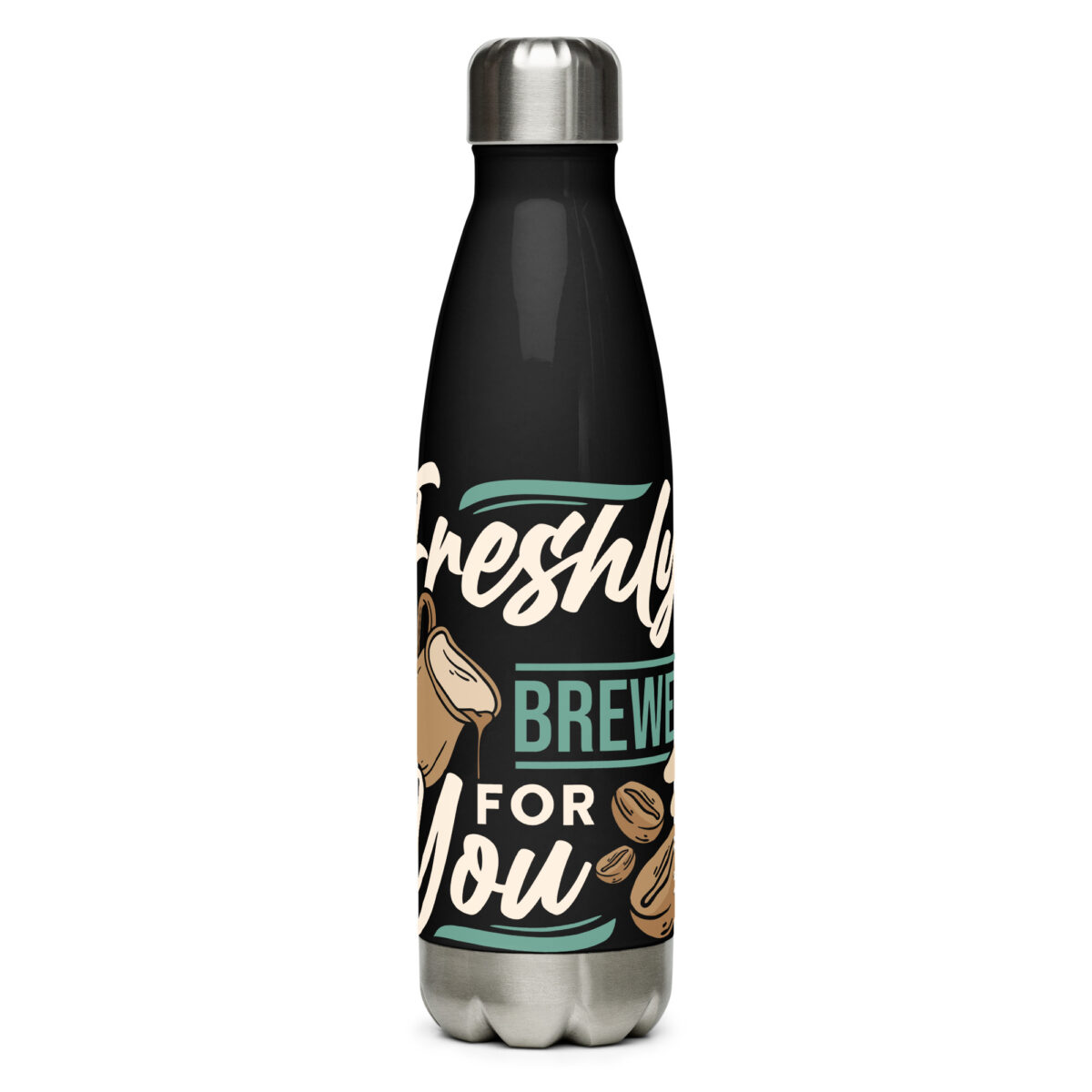 stainless steel water bottle black 17oz front 649989a6e3c21