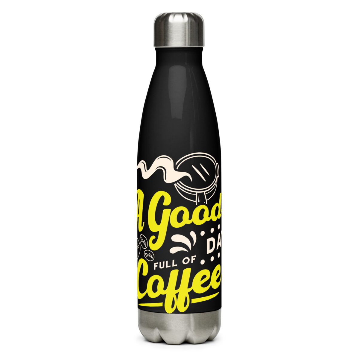 stainless steel water bottle black 17oz front 649993c82ca8c