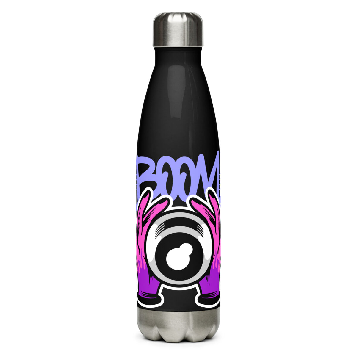 stainless steel water bottle black 17oz front 6499b6997f121