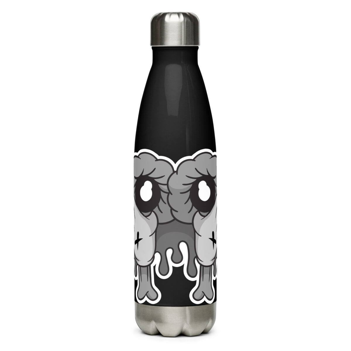 stainless steel water bottle black 17oz front 6499bb877aa56