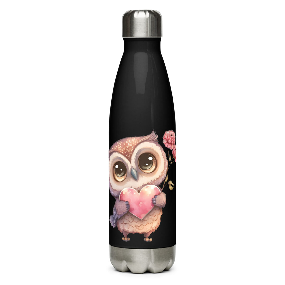 stainless steel water bottle black 17oz front 6499c7ff03450