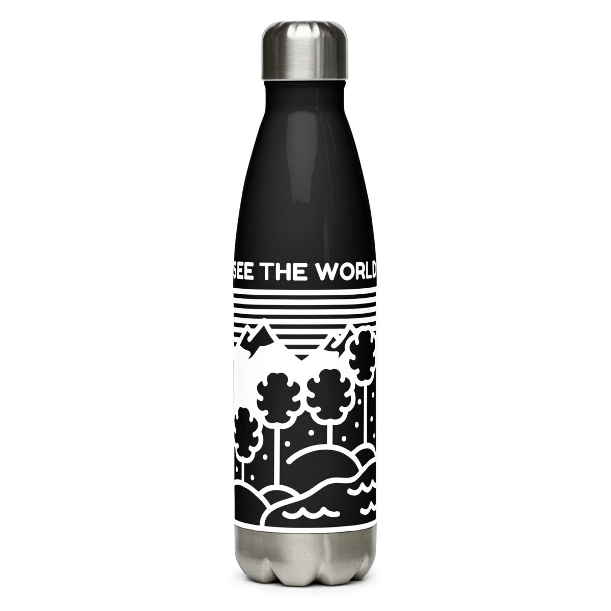 stainless steel water bottle black 17oz front 649d84556fd4d