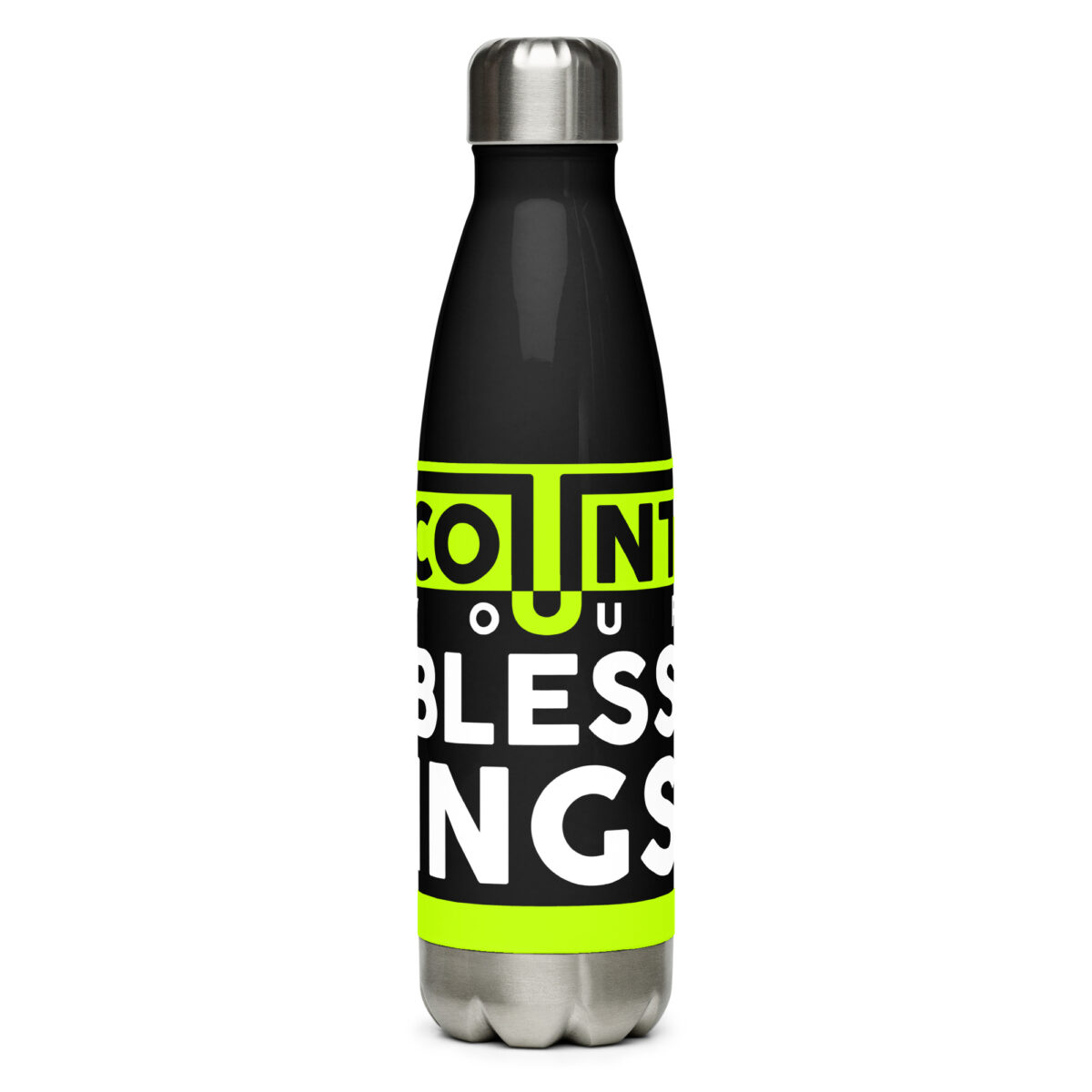 stainless steel water bottle black 17oz front 649dc21494b0f