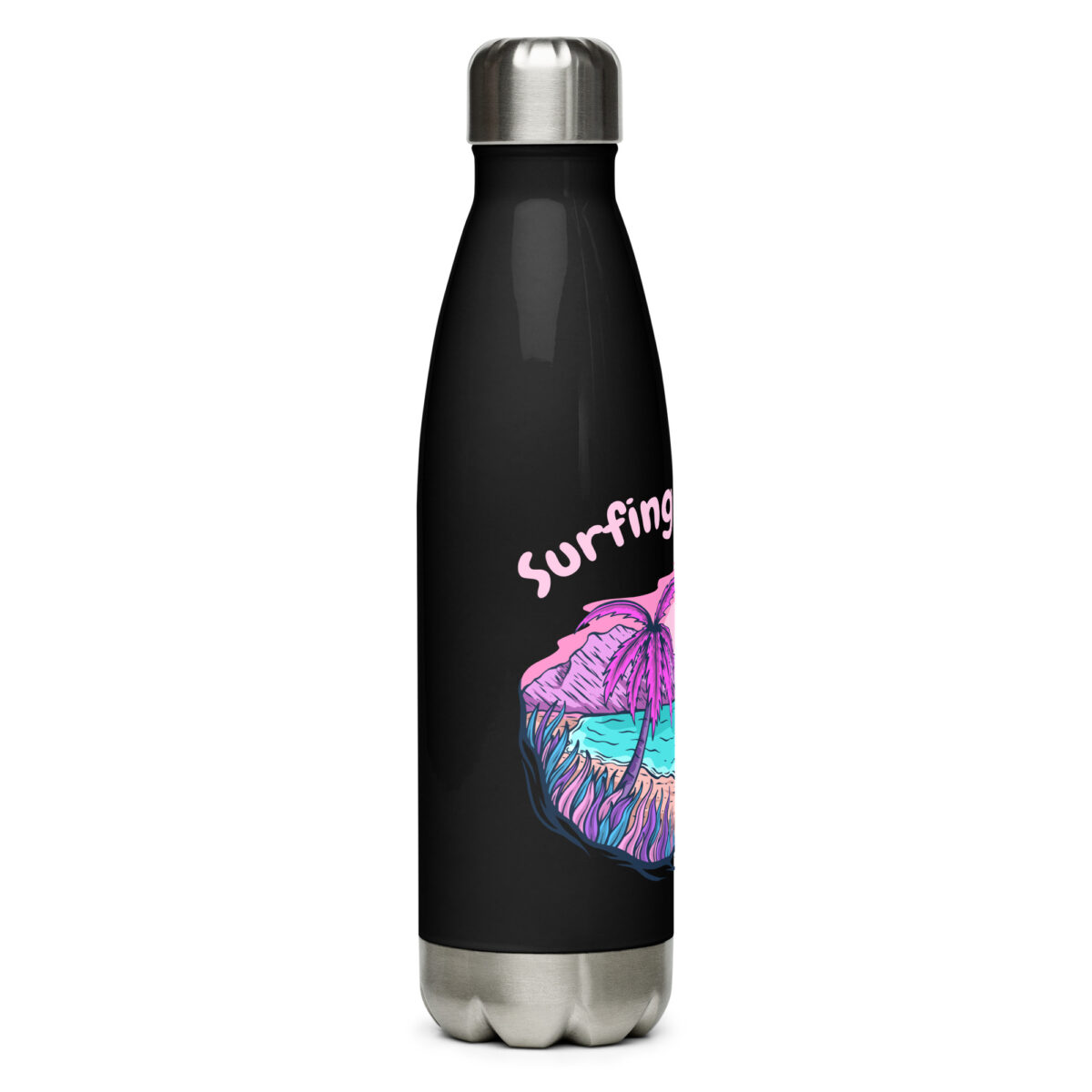 stainless steel water bottle black 17oz right 649da9723142f