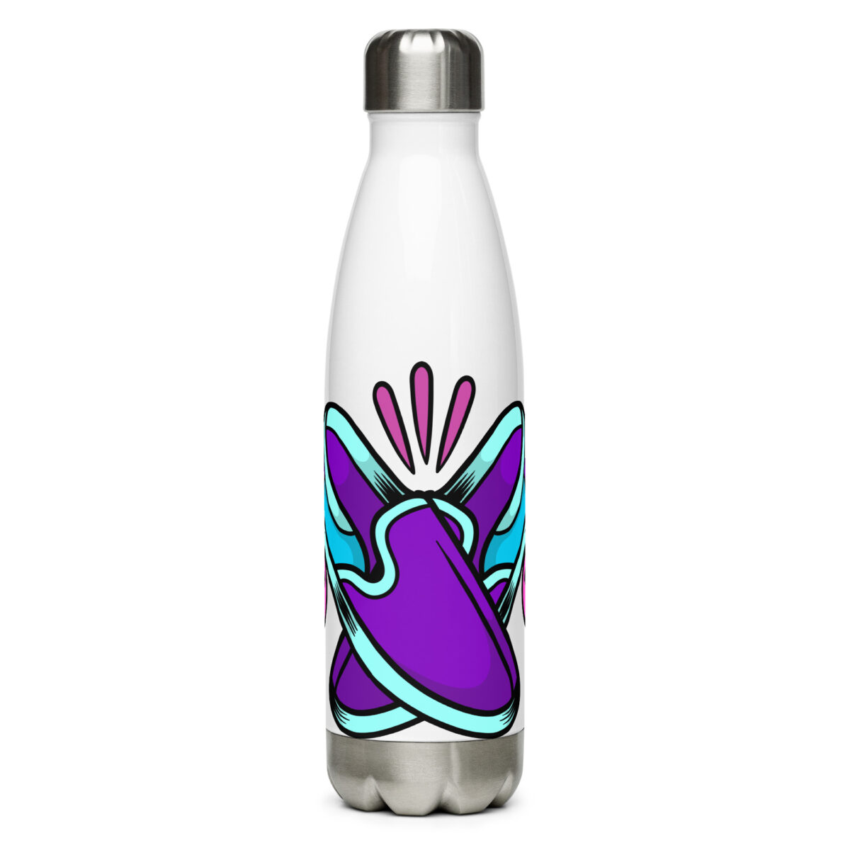 stainless steel water bottle white 17oz front 6499b5e489a9a